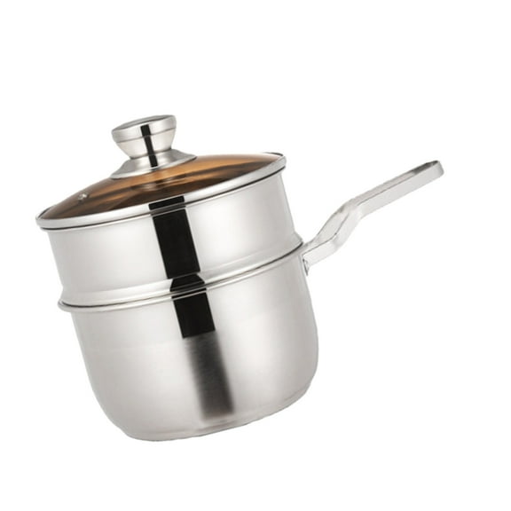 Stainless Steel Steamer Pot With Heat Resistant Glass Lid 2 Tiers Cookware