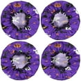 thumbnail image 2 of Shower Caps,Halloween Purple Spider Web Pattern Waterproof Shower Cap for Women 4 Pieces,Double Reusable Hair Cover for Shower PEVA Elastic Stretch Hem, 2 of 7