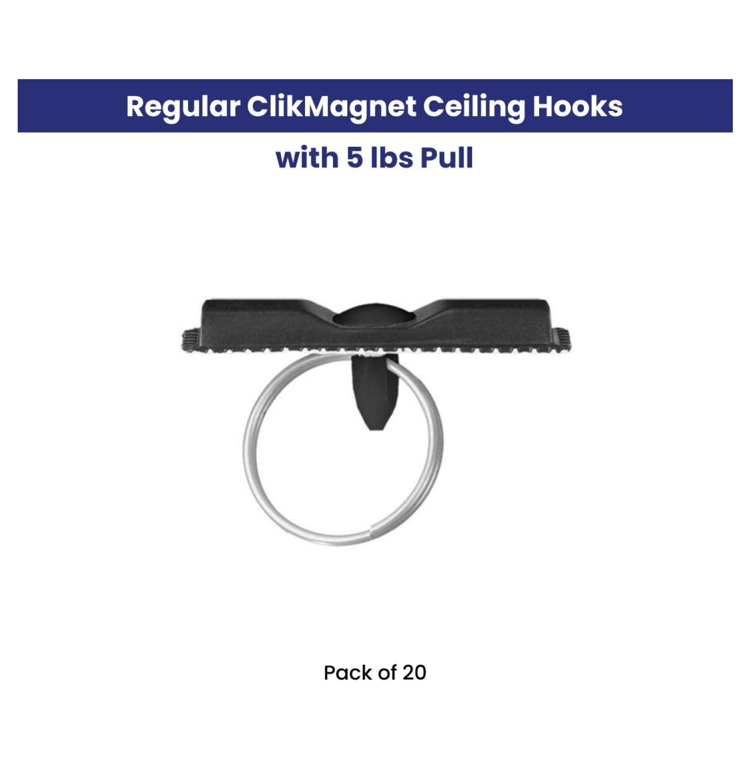 Regular ClikMagnet Ceiling - Strong Magnets to Hang Displays, Signs and More - Magnets with 5 lbs Pull - Pack of 20, Black