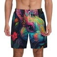 thumbnail image 2 of Picia Colorful Patterned Rabbit pattern Mens Swim Trunks with Compression Liner Stretch Beach Shorts Quick Dry with Zipper Pockets No-Chafing Board Shorts-XX-Large, 2 of 9