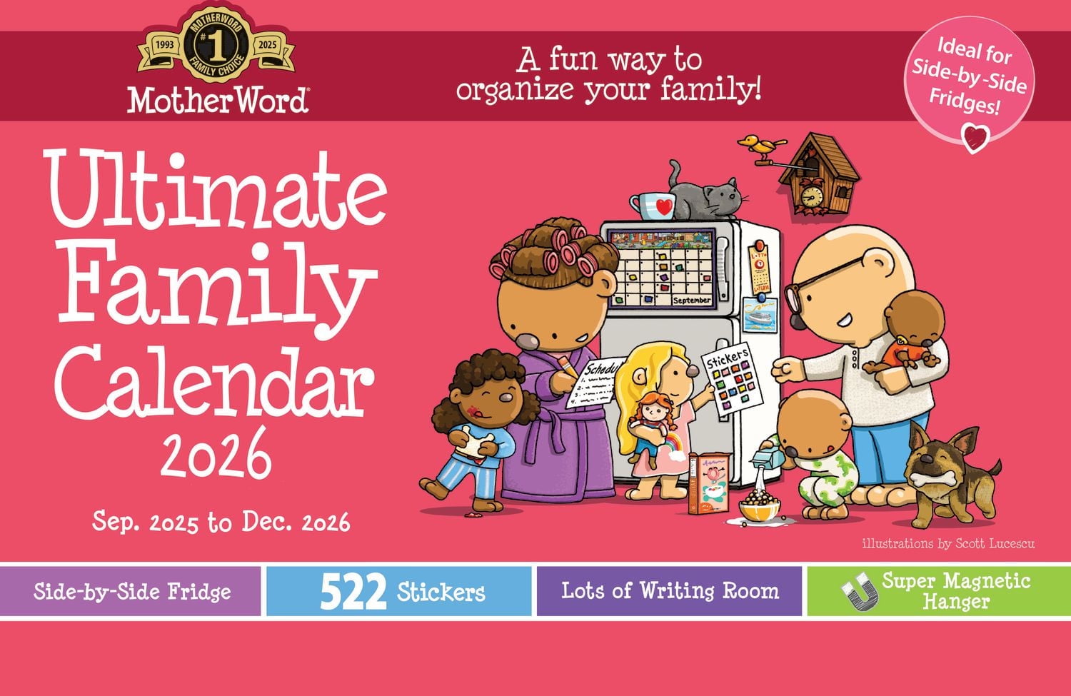 2026 Motherword Magnetic Fridge Wall Calendar (Side by Side Version) - English