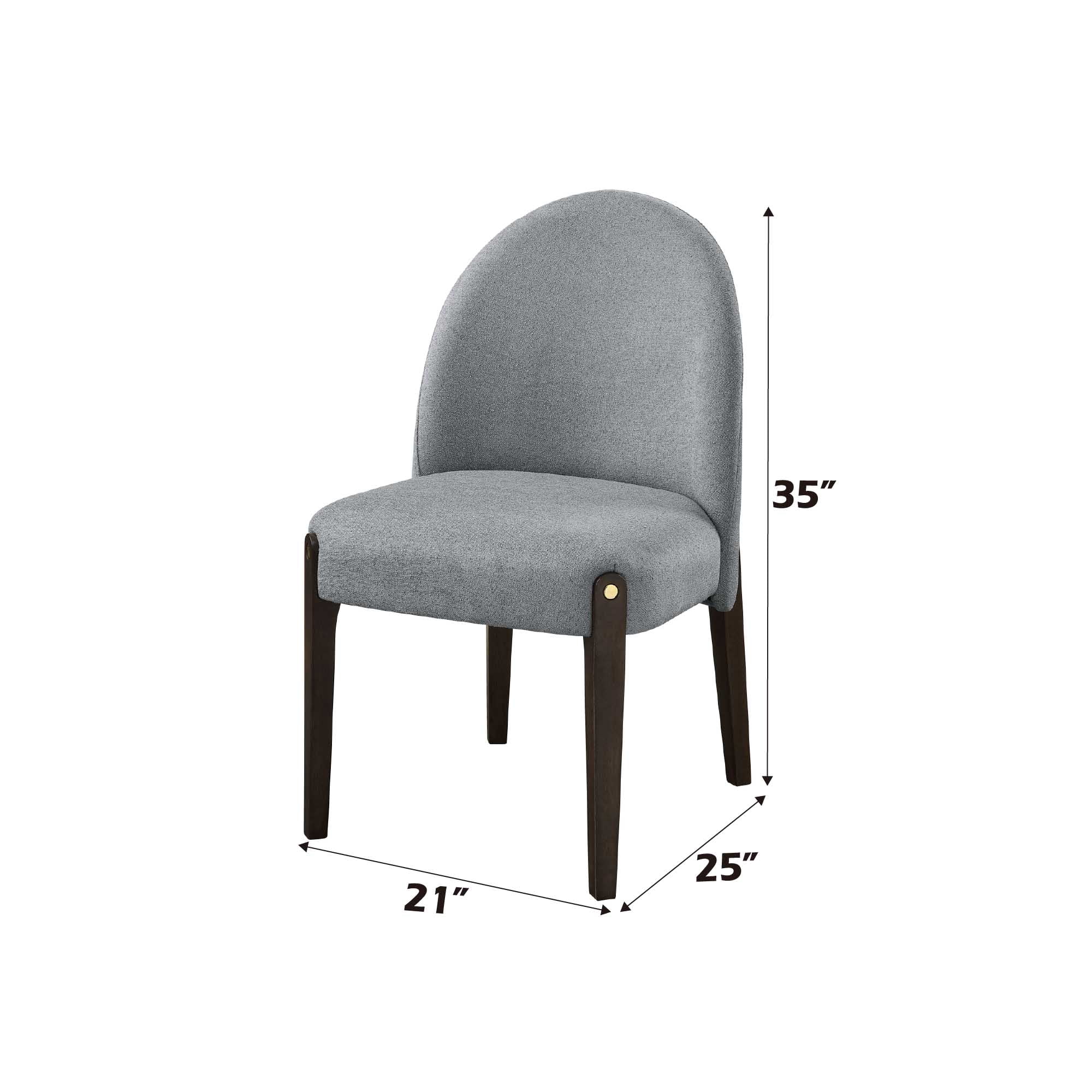 ACME Clayten Wood & Fabric Upholstered Side Chair in Gray & Espresso (Set of 2)