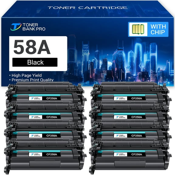58A CF258A Compatible M428FDW Toner Cartridge Black (With chip) for HP 58A 58X CF258A CF258X LaserJet Pro M404 M404n M404dn M404dw,MFP M428dw M428fdn M428fdw M428 Printer Ink (Black, 8-Pack)