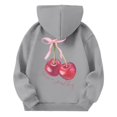 thumbnail image 4 of HCYSFG Girls Cherry Graphic Zip Up Hoodies Hooded Long Sleeve Sweatshirt Jackets Front Closure With Pockets Relaxed Fit Casual Tops, 4 of 5