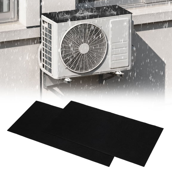 Uxcell Air Conditioner Drip Cushion 24" x 12" x 5/32", 2Pcs Self-Adhesive AC Rain Cover Air Conditioner Top Pad for Reducing Dropping Noise Window AC Units, Black