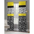 thumbnail image 4 of Black Yellow Sheer Curtains 96 Inch Length 2 Panels Set, Garden Floral Stripe Aesthetic Flower Boho Voile Window Treatment Semi Sheer Long Curtains Drapes for Bedroom/Living Room/Kitchen 52"x96"x2, 4 of 7