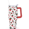 thumbnail image 2 of 40oz Red Cherry Fruit Pattern Stainless Steel Flip Straw Tumbler Spill Proof Travel Cup Double Wall Vacuum Insulated Coffee Mug with Top Handle, 2 of 6