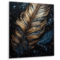 thumbnail image 2 of Designart "Feather Glamour Gold II" Glam Feather Metal Art Print, 2 of 5