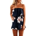 thumbnail image 3 of Gyexs Strapless Rompers for Women Boho Floral Summer Casual Jumpsuits 2026 Beach Vacation Clothes, Dark Blue Size XL, 3 of 6