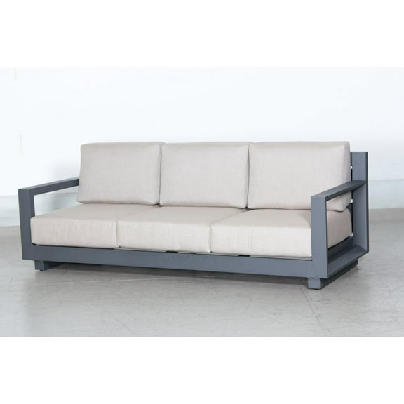 Paris Sofa Gray Aluminum Frame in Taupe Cushion