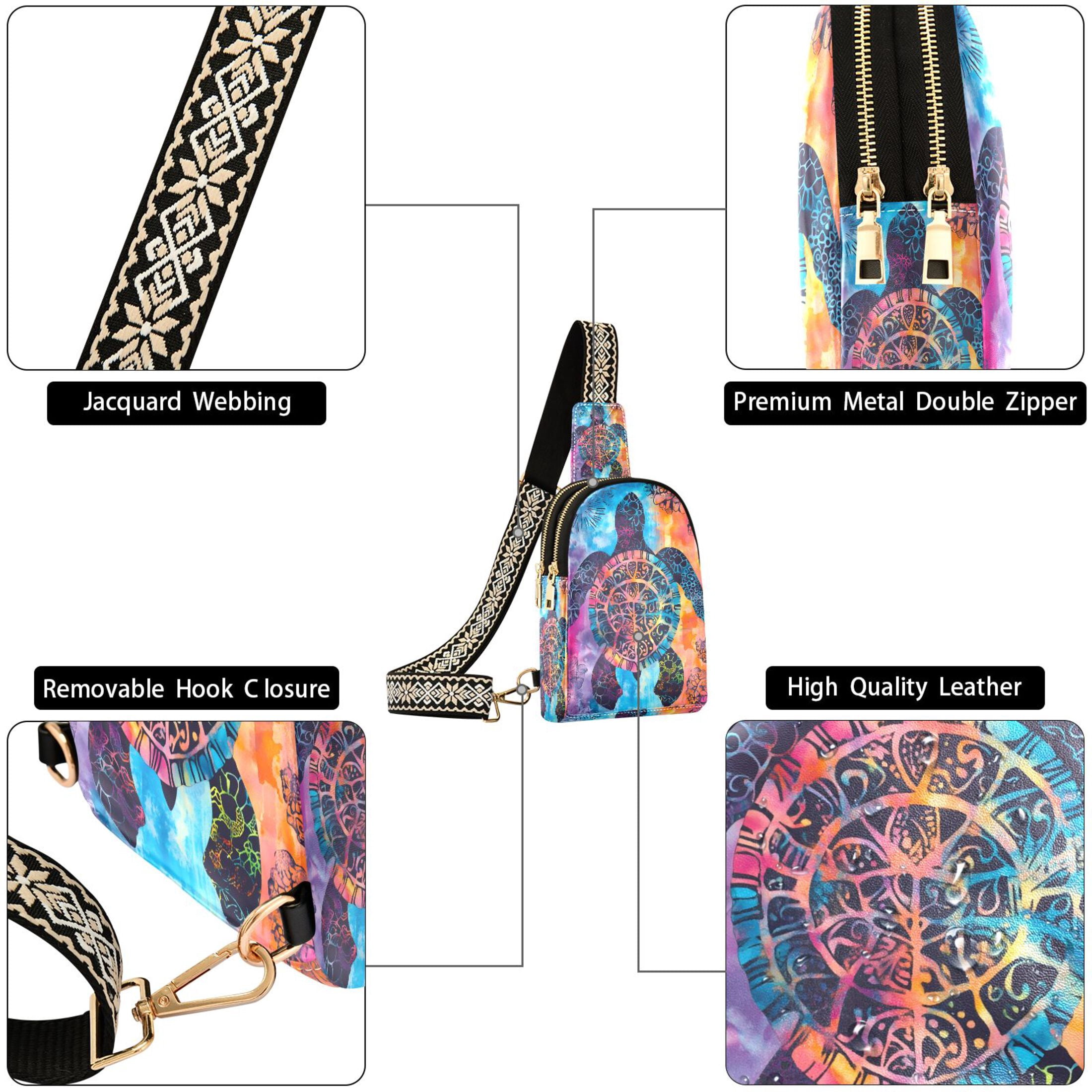 ALAZA Boho Silhouette Turtle Sling Bag for Women Men Waterproof Crossbody Chest Bags