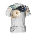 thumbnail image 4 of Qekee Pumpkin And White Marble Classic Fit T-Shirt Men's Shirt Men's Tight Short Sleeves for Exercise, Running, Mountaineering - Pumpkin And White Marble, 4 of 9
