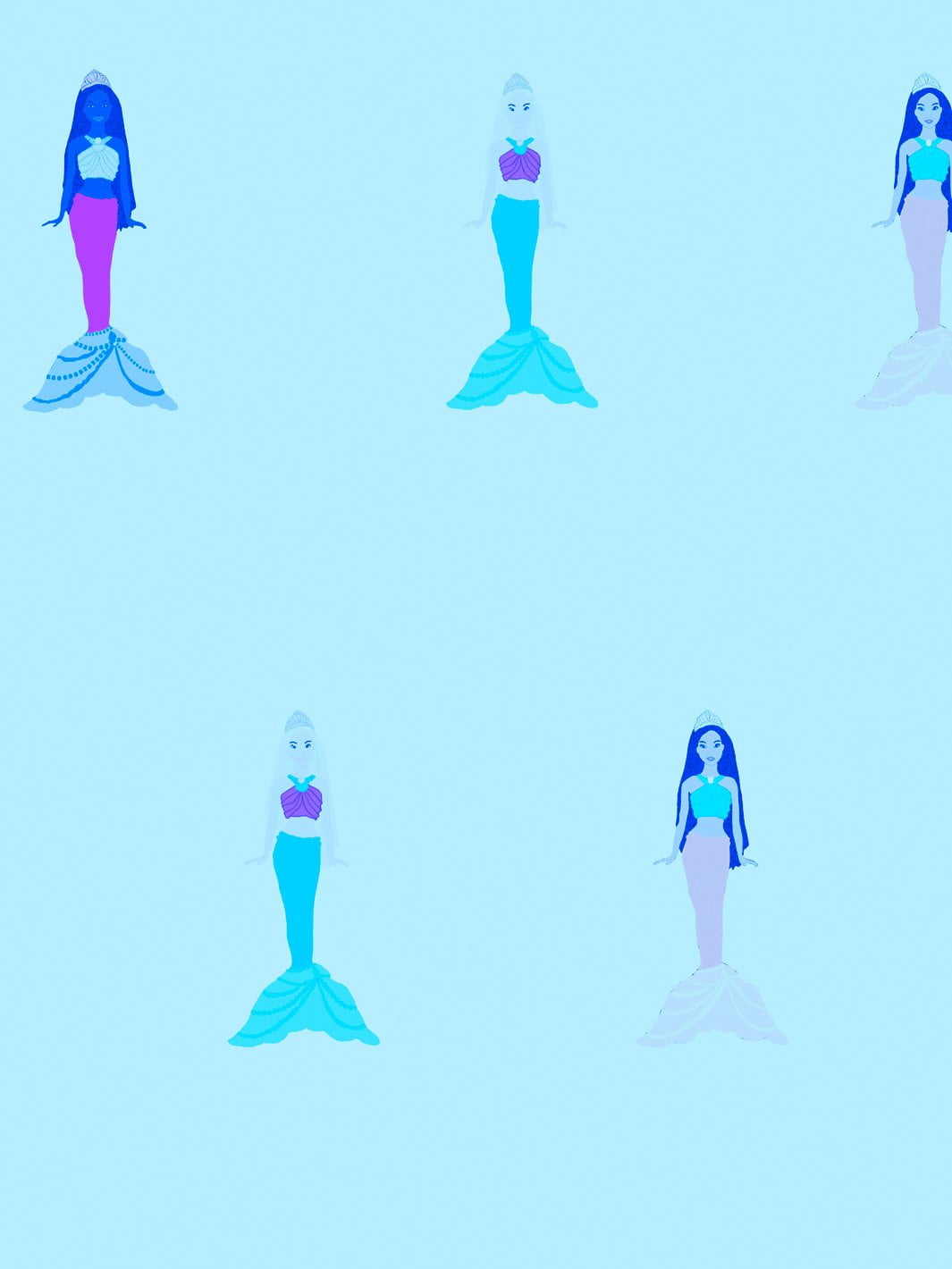Fantasy Mermaids Removable Vinyl Wallpaper by Barbie - Blue