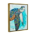 thumbnail image 2 of Stupell Industries Bold Aquatic Sea Turtle Pebbled Collage Patterns Painting Metallic Gold Floating Framed Canvas Print Wall Art, Design by Lisa Morales, 2 of 5