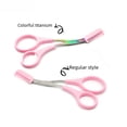 thumbnail image 2 of Tijeras para cejas de acero inoxidable de color con peine, tijeras para recortar cejas, herramienta de maquillaje para recortar cejas, peine, 2 of 5