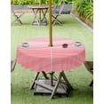 thumbnail image 4 of Outdoor Round Tablecloth with Umbrella Hole and Zipper, Pink Ombre Water Ripple Waterproof Table Cover Farmhouse Stripes Washable Patio Tablecloths for Party/Garden/Picnic, 60 inch, 4 of 6