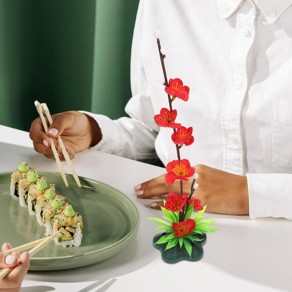 YSNOOWE 2Pcs Sashimi Tray Decor Black Plastic Sashimi Flower Decor For Meal Presentation