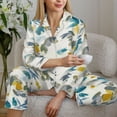 thumbnail image 6 of Uemuo Watercolor Leaves Pattern Womens Pajama Sets,PJ Set for Women,Pajamas for Women Logo,Long Sleeve Pajama Set for Women,Soft Long Sleeve Top With Pants-X-Large, 6 of 9