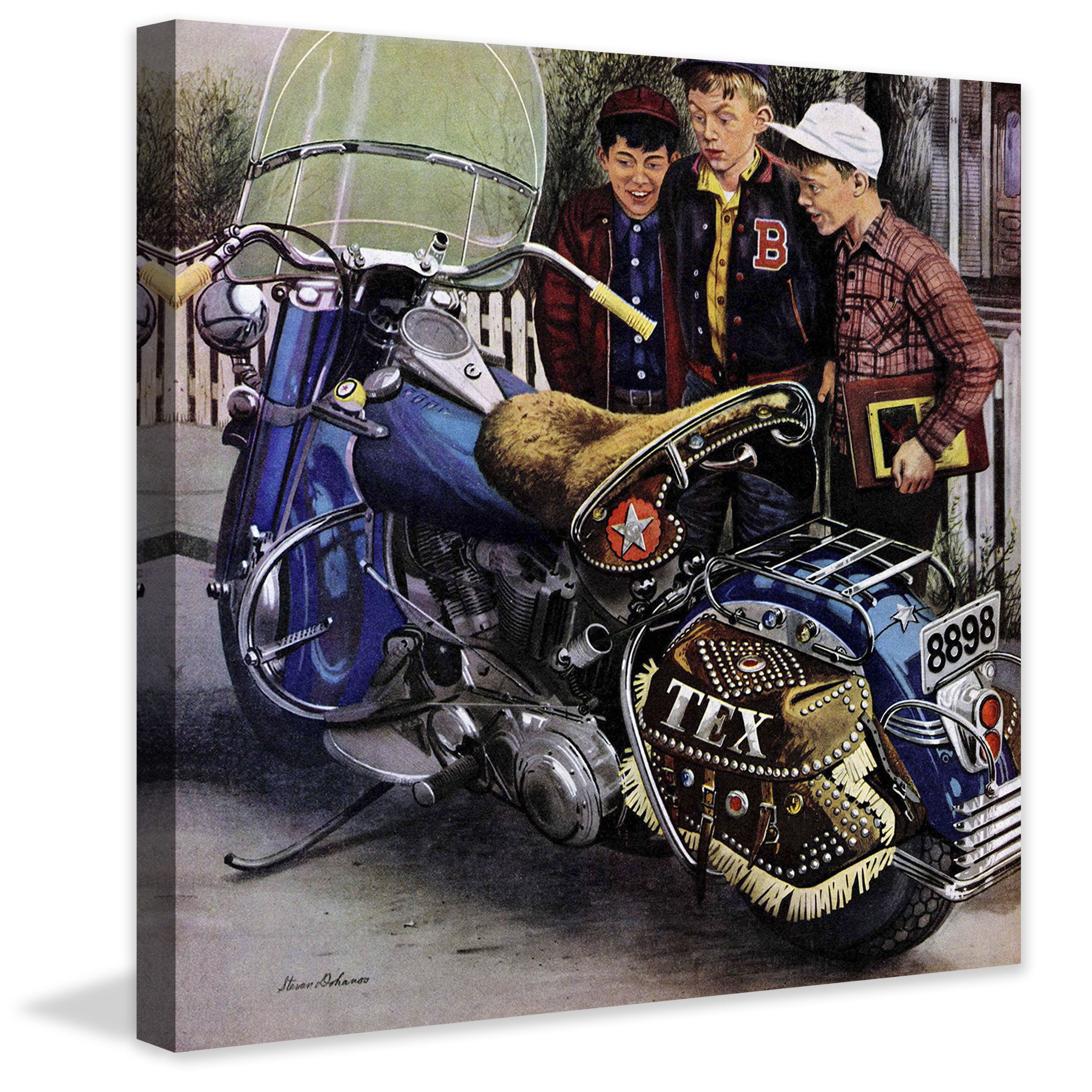 Marmont Hill "Tex's Motorcycle" by Stevan Dohanos Painting Print on Canvas