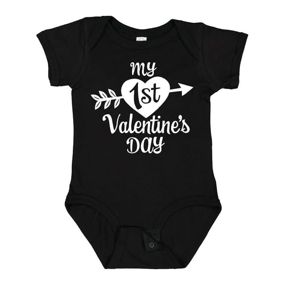 Inktastic My First Valentine's Day with White Heart and Arrow Boys or Girls Baby Bodysuit