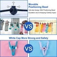 thumbnail image 6 of Portable Clothesline with 12 Colorful Clothespins, Windproof Travel Clothesline Stretchy Retractable Elastic Laundry Clothes Line for Backyard, Vacation Hotel, Balcony and Indoor Use, 6 of 8
