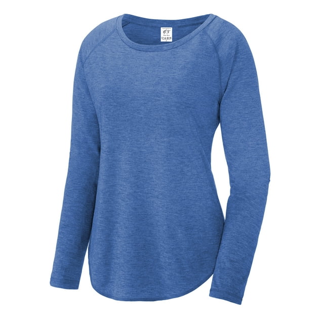Gravity Threads Ladies Tri-Blend Moisture Wicking Performance Scoop Long Sleeve, True Royal 2XL