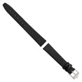 thumbnail image 2 of 16mm Flat Black Lizard Grain Leather Silver-tone Buckle Watch Band, 2 of 3