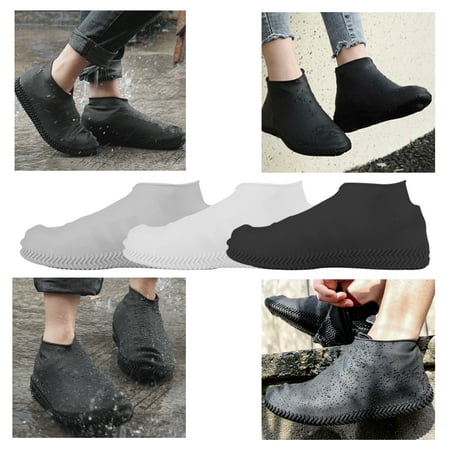 Reusable Washable Slip-Resistant Shoe Covers - EEEKit Waterproof Silicone Rubber Boot Shoe Covers Rain Protectors Socks Snow Foldable Overshoes for Indoor Outdoor Workshop for Men Women Kids|1