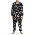 thumbnail image 3 of Disketp Black White Leaves for Pajamas Set Long Sleeve Sleepwear Mens Button Down Nightwear Pj Sets-XX-Large, 3 of 7