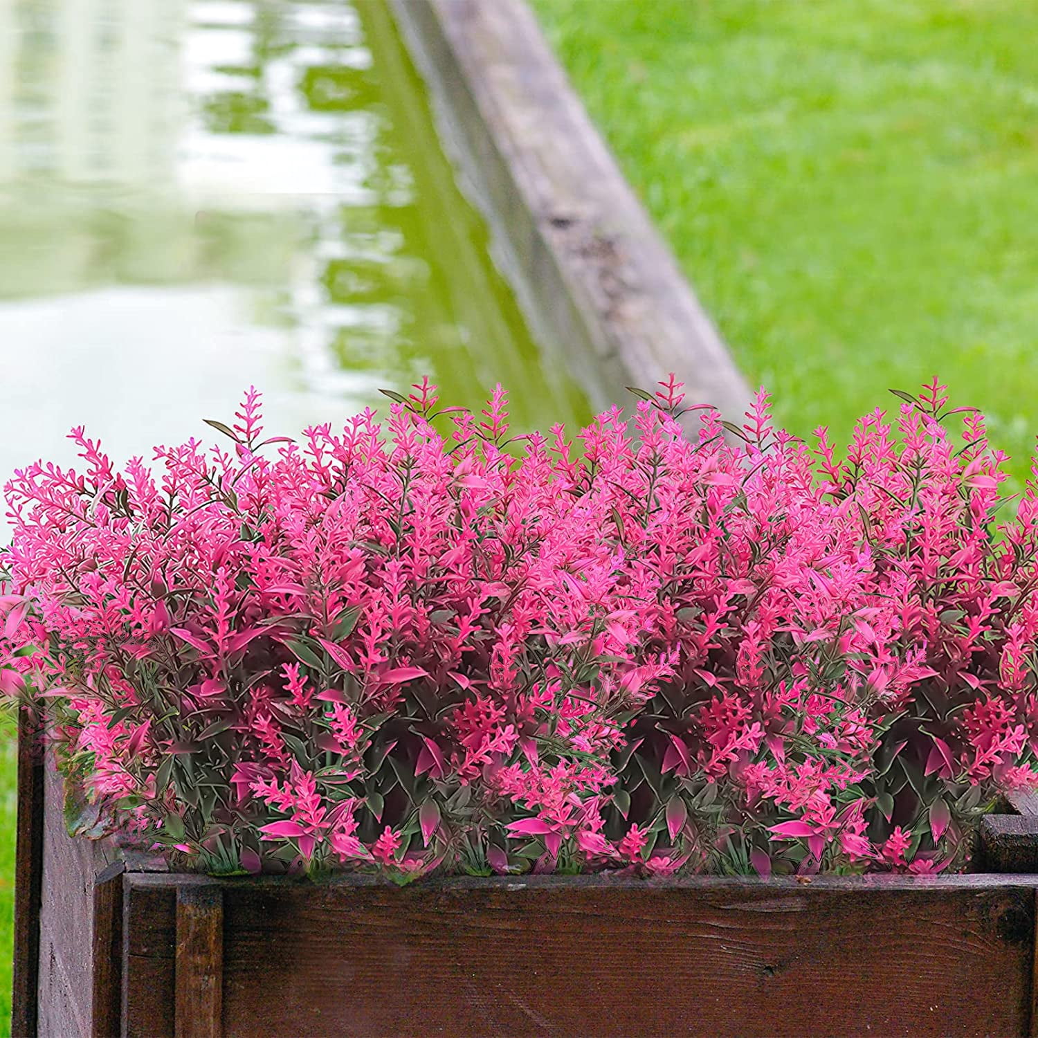 Morttic 8 Bundles Artificial Lavender Plants Outdoor for Home Decoration, Fake Flowers Plastic for Wedding Kitchen Garden Window Box Porch Office Indoor Decor