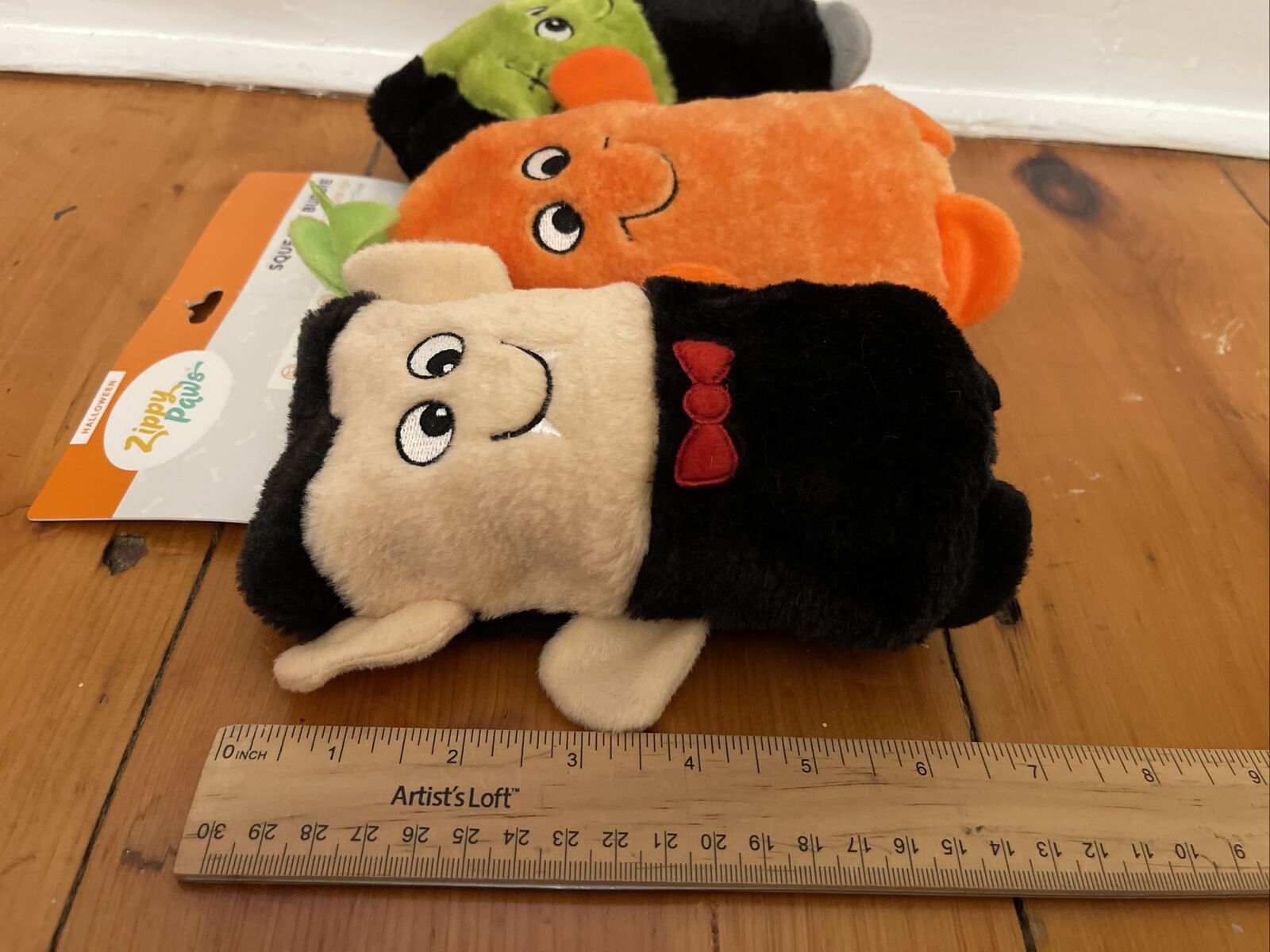 ZippyPaws Colossal Buddies Squeakie, No Stuffing Plush Dog Toy, Halloween Characters, 3 Pack