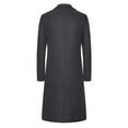 thumbnail image 3 of DPTALR George Men's Notched Lapel Faux Woolen Overcoat，Mid Long Classy Cozy Trench Coat，Winter Single Breasted Warm Jacket,Dark Gray,Big and Tall Men XL, 3 of 8