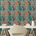 thumbnail image 2 of Ambesonne Skulls Peel & Stick Wallpaper for Home, Butterflies Retro Gingham, 13"x72", Salmon Teal Pink, 2 of 5