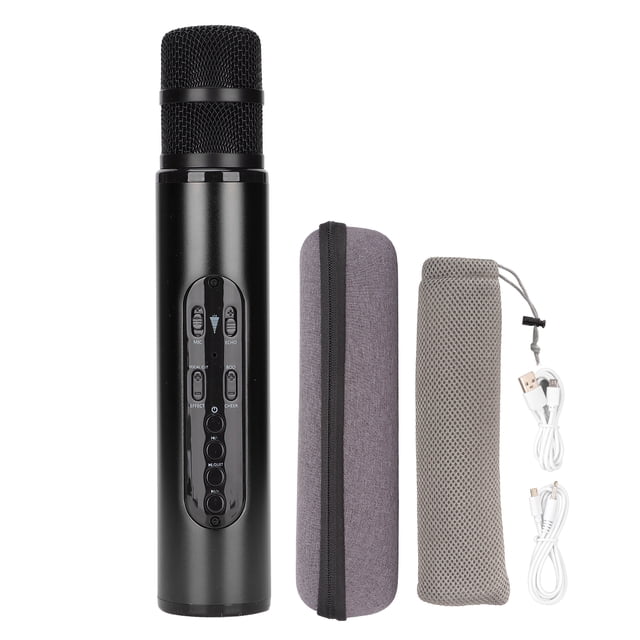 Micrófono inalámbrico Bluetooth Karaoke micrófono portátil de mano para fiesta coche hogar al aire libre KTV negro