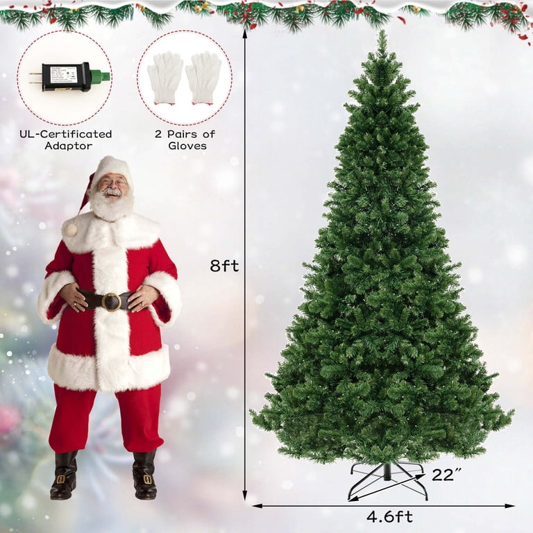 Costway 8 FT Artificial Xmas Tree with 1498 PVC Branch Tips 880