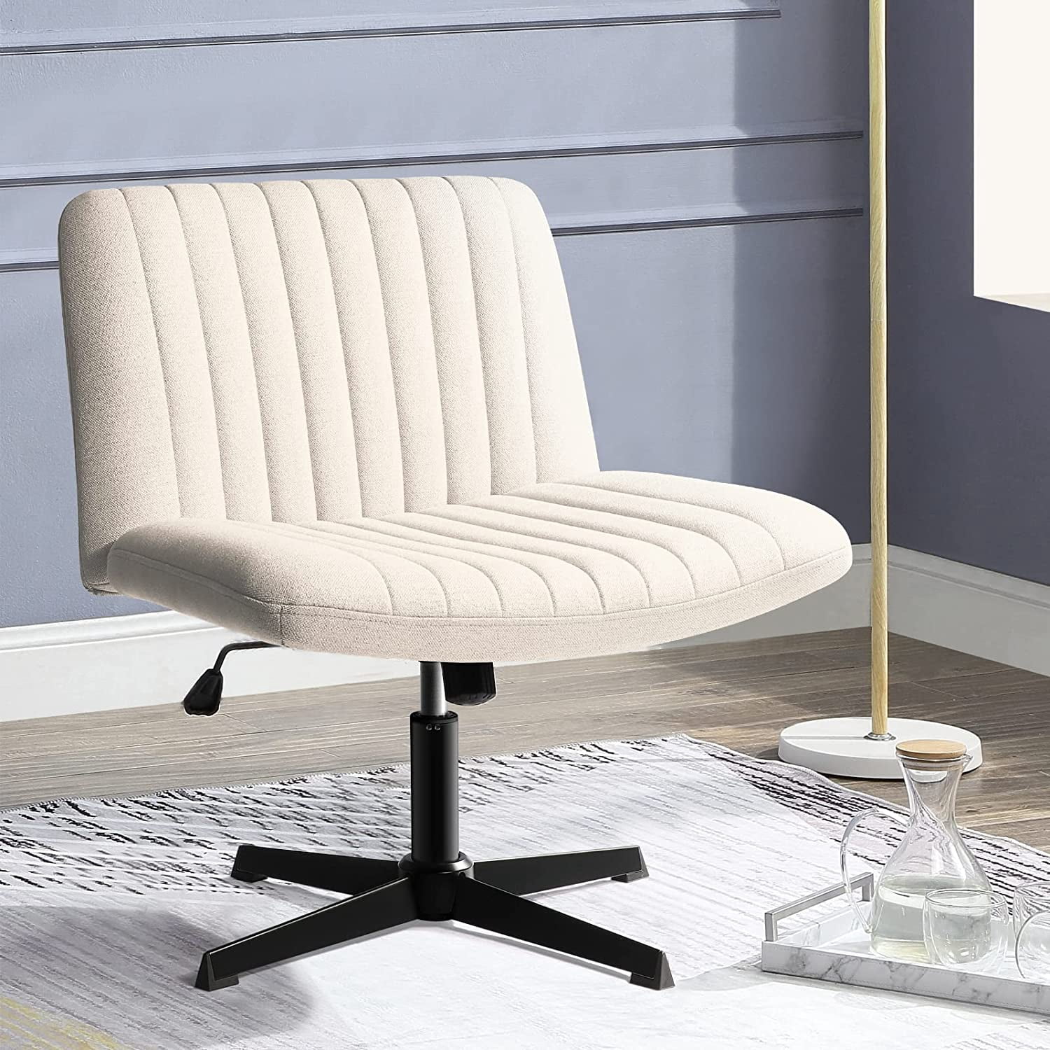 Vitesse Armless Office Desk Chair No Wheels Fabric Padded Modern Swivel Vitesse Armless Office Desk Chair No Wheels Fabric Padded Modern Swivel
