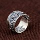 thumbnail image 5 of Anillo vintage de plata de ley 999 con forma de flor de peonía, ancho, negro, para mujeres y niñas, 15 mm, abierto y ajustable, 5 of 5