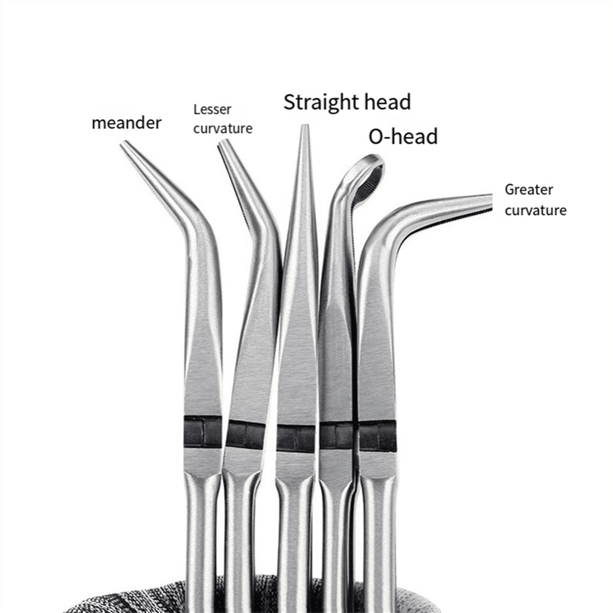 5PCS Long Needle Nose Pliers Set 25/45/90-Degree Angle, Straight,Curved Pliers,O-Shape Clamp Long Nose Pliers