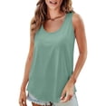 thumbnail image 2 of ZHENHONG Workout Tank Tops Woman Women'S Loose Round Neck Casual Vest European And American Fashion Solid Color Swallowtail Sleeveless U Neck T Shirt Large,Green Women Blending Shirts L, 2 of 9