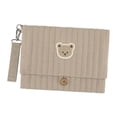 thumbnail image 3 of Organizador de pañales plegable, bolsa de tela para bebés, bolsa portátil multifuncional para pañales, para cochecito, para ir de compras, visitar, marrón, 3 of 8