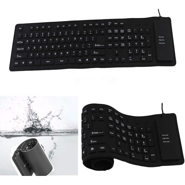 Silicone Keyboard, 109 Keys Waterproof Portable Flexible Keyboard, Foldable Silent Keyboard With Usb 2.0 For Pc Laptop (black)