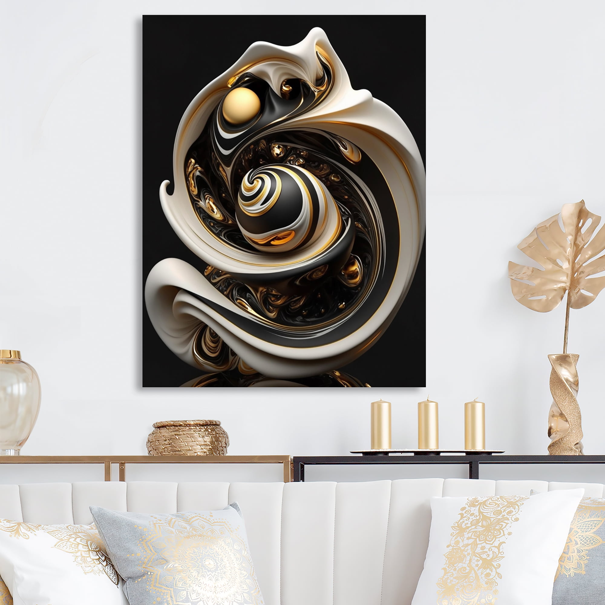 Designart Liquid White Stained Glass V Canvas Wall Art