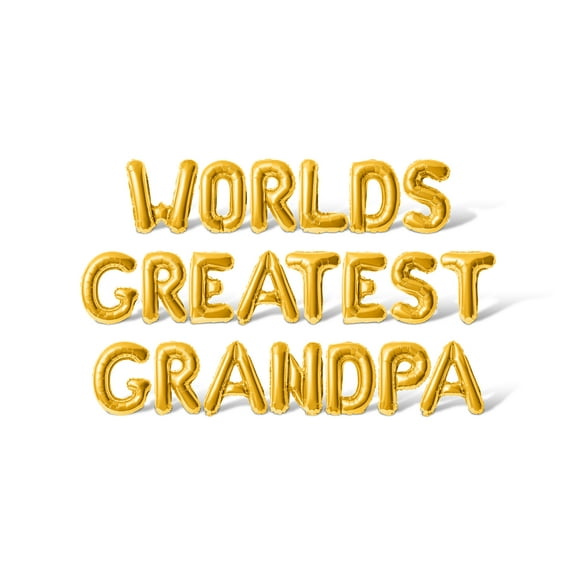 Letter Balloons - WORLDS GREATEST GRANDPA 16" Inch Alphabet Letters Foil Mylar Balloon Grandparents Party Banner (Gold)