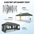 thumbnail image 6 of HOTEEL 10x20 Pop up Canopy Tent with 6 Sidewalls, Canopy for Outside Instant Waterproof Party Canopy Tent for Beach Garden Party Camping Outside with Air Vent,Reflective Strip,4 Sandbags,Gray, 6 of 8
