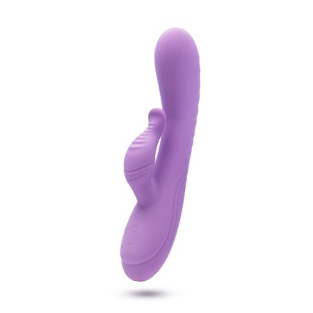 Eden Purple Dual Vibrating Rabbit with 10 Modes and Liquid Silicone, Waterproof and USB Rechargeable, 8 Inch