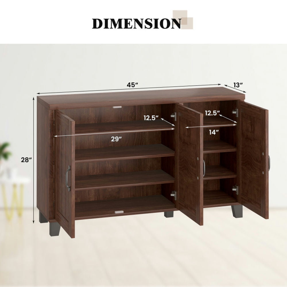 Finihen Kitchen Storage Cabinet, Buffet Sideboard, 3-Door Buffet Sideboard with Adjustable Shelves and Anti-Tipping Kits, for Dining Room, Kitchen, Living Room, Brown Finihen Kitchen Storage Cabinet, Buffet Sideboard, 3-Door Buffet Sideboard with Adjustable Shelves and Anti-Tipping Kits, for Dining Room, Kitchen, Living Room, Brown