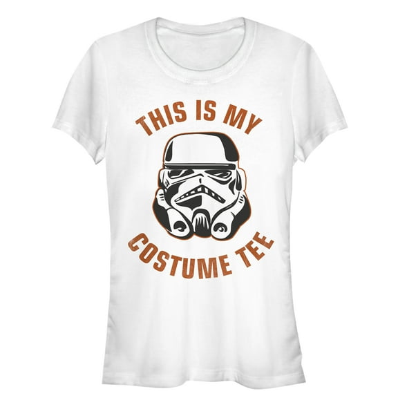 Junior's Star Wars Halloween This is My Stormtrooper Costume Graphic Tee White Medium
