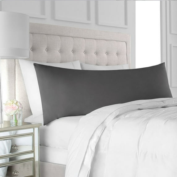 The Great American Store 600 Thread Count 100% Cotton Solid Grey, Long Body Pillowcases with Hidden Zippered (20"x 56")- Smooth & Durable Quality - Luxury Bedding