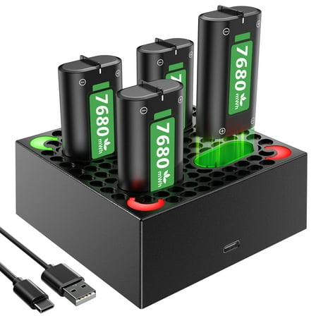 Xbox Controller Battery Pack with Charger Kit for Xbox One/Xbox Series X|S 4x1400mAh Rechargeable Battery Pack, Xbox Accessories