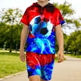 thumbnail image 6 of ZOYOEN Boys 3D Print Outfits Set- Casual Fashion Short Sleeve Kids Summer Clothes Hooded T Shirt and Shorts Sky Blue Size 5, 6 of 7